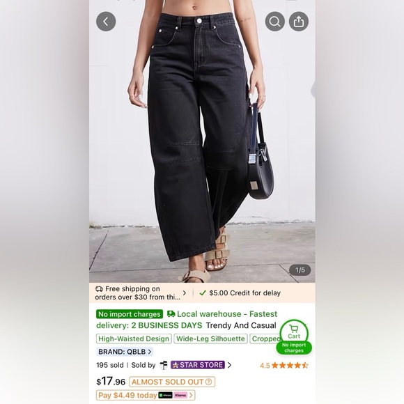 Women’s Black Jeans curved leg - Picture 5 of 5